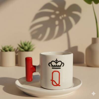 İSKAMBİL KRALİÇE-T TÜRK KAHVESİ FİNCANI - KIRMIZI SAP - 1