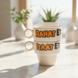 İTAAT ET & RAHAT ET-İKİLİ ESPRESSO BARDAĞI - TRANSPARAN - 