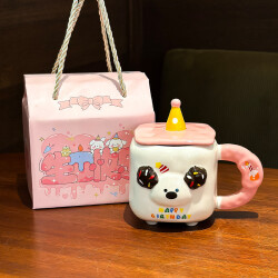 İTHAL KUPA-KAPAKLI KÖPEK KUPA - PEMBE K-1-21 - 