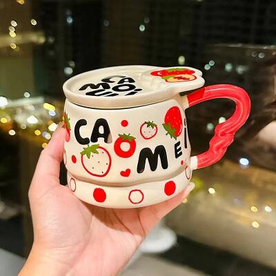 İTHAL KUPA-KAPAKLI MEYVELİ KUPA - ÇİLEK K-1-15 - 1