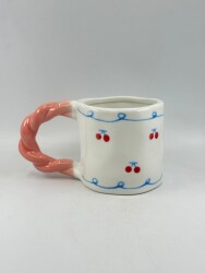 İTHAL KUPA-ÖRGÜ SAP ÇAY FİNCANI - KİRAZ PEMBE K-2-9 - 