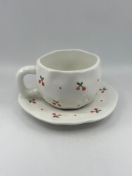 İTHAL KUPA-TABAKLI ÇAY FİNCANI - CHERRİES K-2-21 - 