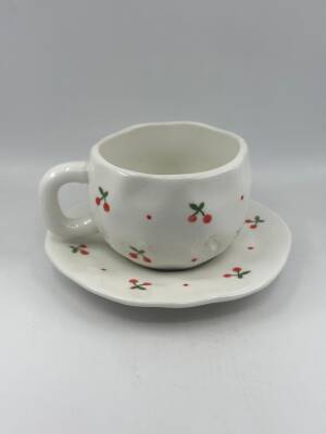 İTHAL KUPA-TABAKLI ÇAY FİNCANI - CHERRİES K-2-21 - 1