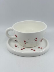 İTHAL KUPA-TABAKLI ÇAY FİNCANI - KİRAZLAR K-2-18 - 