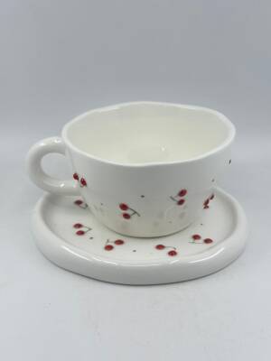 İTHAL KUPA-TABAKLI ÇAY FİNCANI - KİRAZLAR K-2-18 - 1