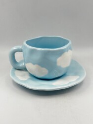 İTHAL KUPA-TABAKLI ÇAY FİNCANI - MAVİ BULUTLAR K-2-23 - 