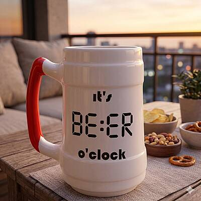 ITS BEER O CLOCK-SERAMİK BİRA BARDAĞI - KIRMIZI SAP - 1