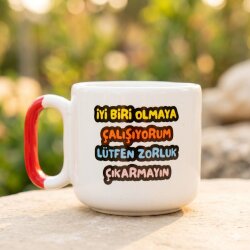 İYİ BİRİ OLMAYA ÇALIŞIYORUM - ARYA ÇAY FİNCANI - KIRMIZI SAP - 