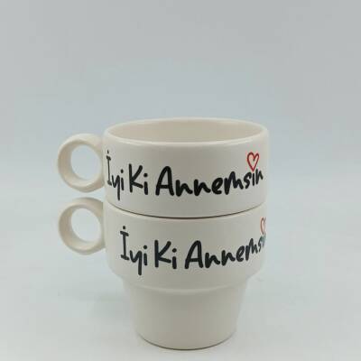 İYİ Kİ ANNEMSİN-İKİLİ ESPRESSO BARDAĞI - TRANSPARAN - 1