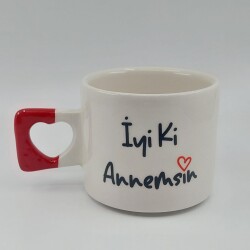 İYİ Kİ ANNEMSİN-KALP KUPA - KIRMIZI SAP - 