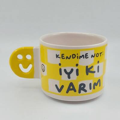 İYİ Kİ VARIM-SMİLE KUPA - SARI SAP - 1