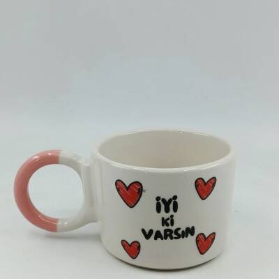 İYİ Kİ VARSIN KALPLER-DÜĞÜM KUPA - PEMBE SAP - 1