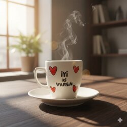 İYİ Kİ VARSIN KALPLER-KLASİK TÜRK KAHVESİ FİNCANI - TRANSPARAN GÖVDE - 