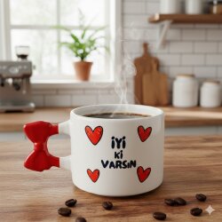 İYİ Kİ VARSIN KALPLER-KURDELE KUPA - KIRMIZI SAP - 