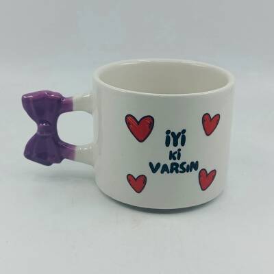 İYİ Kİ VARSIN KALPLER-KURDELE KUPA - MOR SAP - 1