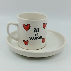 İYİ Kİ VARSIN KALPLER-VENÜS TÜRK KAHVESİ FİNCANI - TRANSPARAN GÖVDE - 