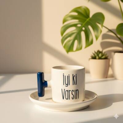 İYİ Kİ VARSIN-T TÜRK KAHVESİ FİNCANI - KOBALT SAP - 1