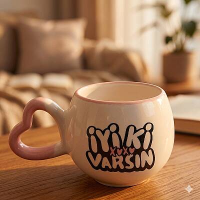 İYİ Kİ VARSIN XOXO-AMOUR KUPA - PEMBE SAP PEMBE TURNET - 1