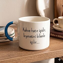 KAHVE HATIR İŞİDİR - D KUPA - AÇIK MAVİ SAP - 
