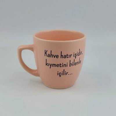 KAHVE HATIR İŞİDİR-KLASİK TÜRK KAHVESİ FİNCANI - PEMBE GÖVDE - 1