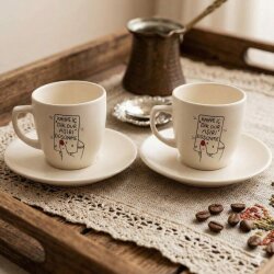 KAHVE İÇ DİK DUR-İKİLİ TÜRK KAHVESİ FİNCANI - TRANSPARAN - 