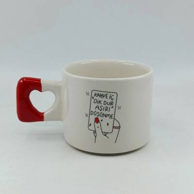 KAHVE İÇ DİK DUR-KALP KUPA - KIRMIZI SAP - 1