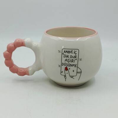 KAHVE İÇ DİK DUR-PUF KUPA - PEMBE SAP PEMBE TURNET - 1