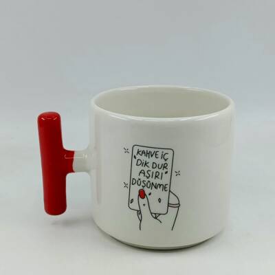 KAHVE İÇ DİK DUR-T KUPA - KIRMIZI SAP - 1