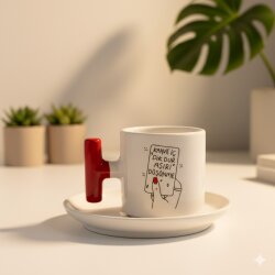 KAHVE İÇ DİK DUR-T TÜRK KAHVESİ FİNCANI - KIRMIZI SAP - 