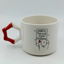 KAHVE İÇ DİK DUR-YILDIZ KUPA - KIRMIZI SAP - 