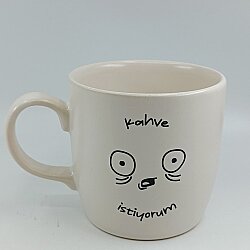 KAHVE İSTİYORUM-BODUR KUPA - TRANSPARAN - 