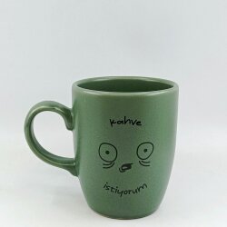 KAHVE İSTİYORUM-OVAL KUPA - YEŞİL SAP YEŞİL GÖVDE YEŞİL İÇ - 