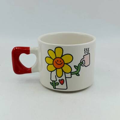 KAHVE TUTAN ÇİÇEK-KALP KUPA - KIRMIZI SAP - 1