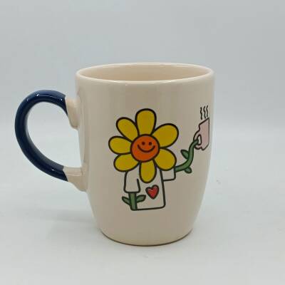 KAHVE TUTAN ÇİÇEK-OVAL KUPA - KOBALT SAP - 1