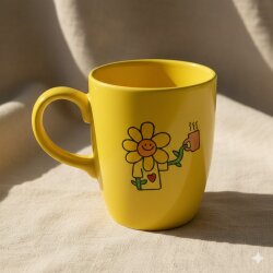 KAHVE TUTAN ÇİÇEK-OVAL KUPA - SARI SAP SARI GÖVDE SARI İÇ - 