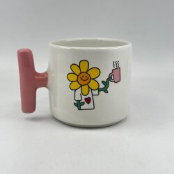 KAHVE TUTAN ÇİÇEK-T KUPA - PEMBE SAP - 