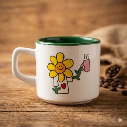 KAHVE TUTAN ÇİÇEK-VENUS KUPA - YEŞİL İÇ - 