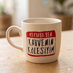 KAHVENİN KÖLESİYİM-BODUR KUPA - TRANSPARAN - 