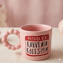 KAHVENİN KÖLESİYİM-PRENSES KUPA - PEMBE GÖVDE PEMBE SAP - 