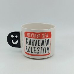 KAHVENİN KÖLESİYİM-SMİLE KUPA - SİYAH SAP - 