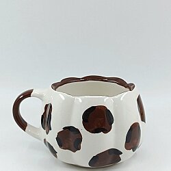 KAHVERENGİ İNEK DESENİ - 3D-ÇİÇEK KUPA - 3D - 