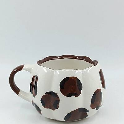 KAHVERENGİ İNEK DESENİ - 3D-ÇİÇEK KUPA - 3D - 1