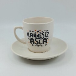 KAHVESİZ ASLA-KLASİK TÜRK KAHVESİ FİNCANI - TRANSPARAN GÖVDE - 