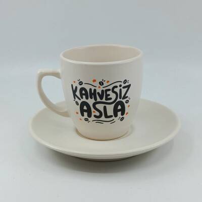 KAHVESİZ ASLA-KLASİK TÜRK KAHVESİ FİNCANI - TRANSPARAN GÖVDE - 1