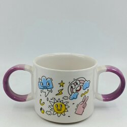 KAKTÜS DÜNYA & BULUT GÖKKUŞAĞI-ÇOCUK KUPA - MOR SAP - 