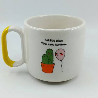 KAKTÜS OLSAM YİNE SANA - ARYA ÇAY FİNCANI - SARI SAP - 1