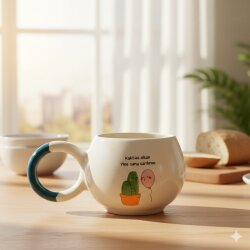 KAKTÜS OLSAM YİNE SANA - BALONCUK KUPA - YEŞİL SAP - 