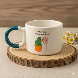 KAKTÜS OLSAM YİNE SANA-DÜĞÜM KUPA - YEŞİL SAP - 