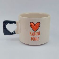 KALBİNİ DİNLE-KALP KUPA - SİYAH SAP - 