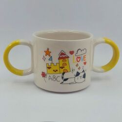 KALE UNICORN & KALE KEDİ-ÇOCUK KUPA - SARI SAP - 